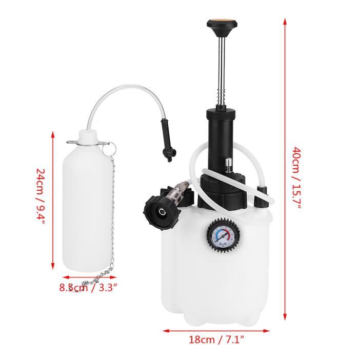Purgeur de frein Outil de purge de liquide de purge d'embrayage de frein manuel de capacité 3L avec adaptateur universel HB057