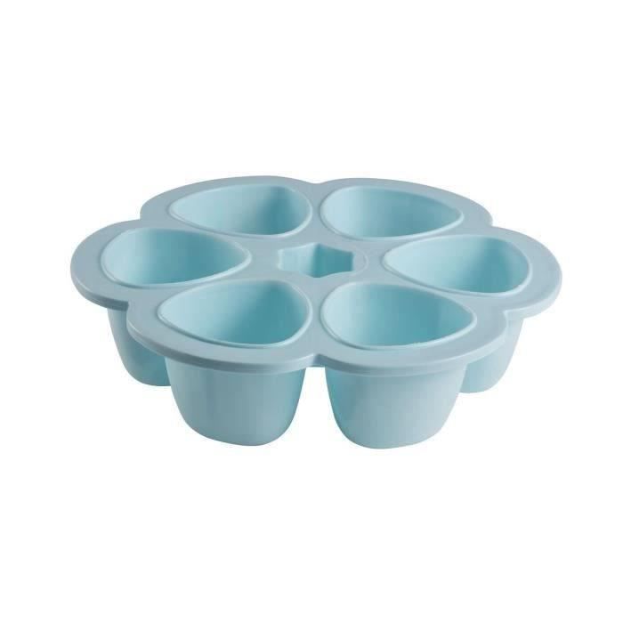 BEABA,Multiportions Silicone de qualité premium,Résistance thermique,6 alvéoles indépendantes,Fabriqué en Italie, 6x150 ml blue