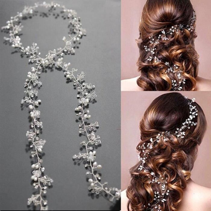 chaîne en métal pearl bijoux pour mariage femme mariée tête cheveux décoration