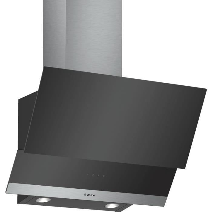 Bosch DWK065G60 hotte 530 m³-h Monté au mur Noir, Acier inoxydable C - Hottes (530 m³-h, Conduit-Recirculation, C, A, D, 70 dB)