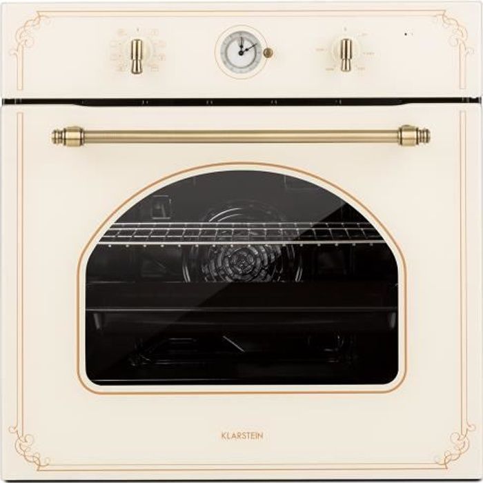Klarstein Victoria - Four multifonction encastrable -70L -de 50 à 250°C - Chaleur tournante - Classe A - Look rétro - Ivoire