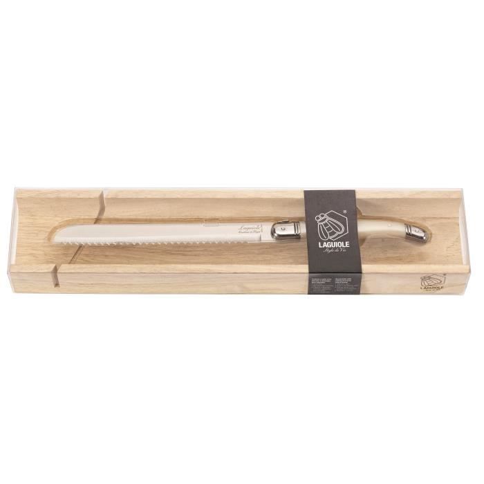 Laguiole style de vie Couteau à pain Premium Line, avec plat à baguette, perle