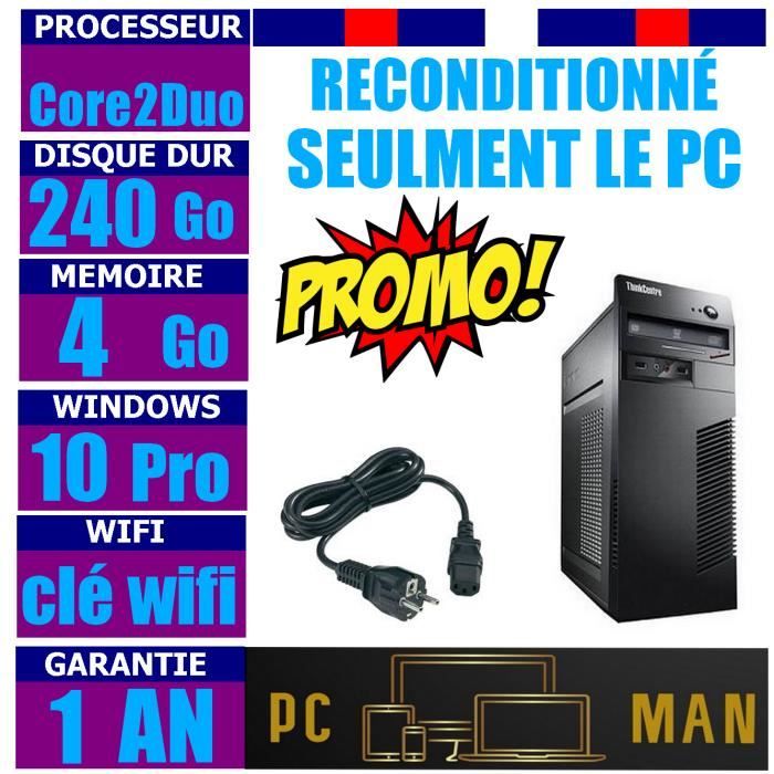 Pc Lenovo Thinkcentre M70e Intel Core 2 Duo E7500 2.93ghz 64 Bits, 4go Ram Ssd 240