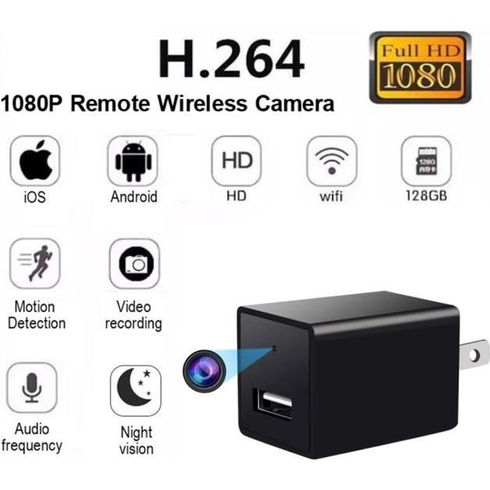 Caméra cachée chargeur de téléphone portable 1080p HD caméra espion, WIFI sans fil prise murale prise en charge USB 4K