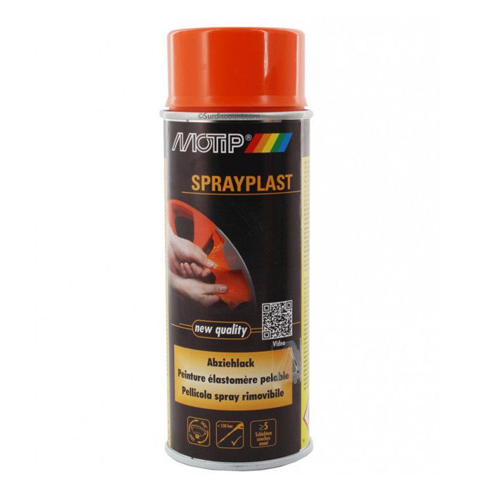 MOTIP AEROSOL JANTE ROUE SPRAY PLAST ORANGE SATIN GLOSS BOMBE SPRAY ART CUSTOM TUNING CSK AUTO MOTO QUAD VELO PELABLE PROTECTION