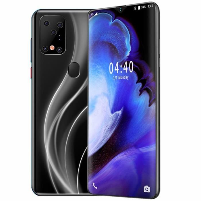 6,7”,smartphone, grand écran goutte d'eau, déverrouillage des empreintes digitales, carte double sim ,quadricœur puissante - NOIR
