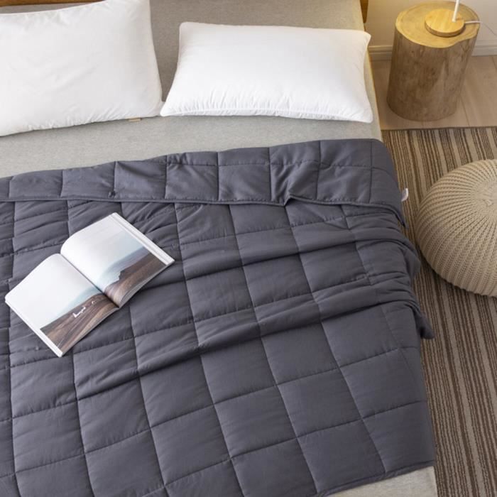 6.8kg Couverture lestée gris, housse de couette 152x203 cm, Couverture ultra-douce pondérée double face
