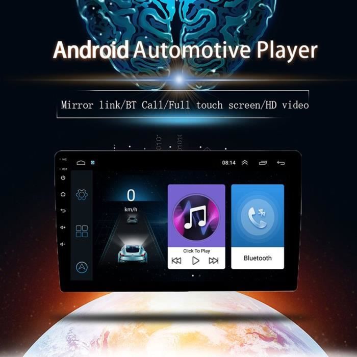10.1” Android Autoradio GPS CAMECHO Écran Tactile Complet Bluetooth WiFi Récepteur FM Auto Radio Téléphone Mobile Lien Double USB