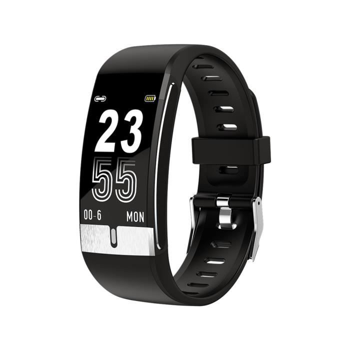Bracelet Fitness Montre Intelligente Fréquence Cardiaque Tracker Activité IP68 étanche pour les Femmes-Hommes-Enfants - NOIR