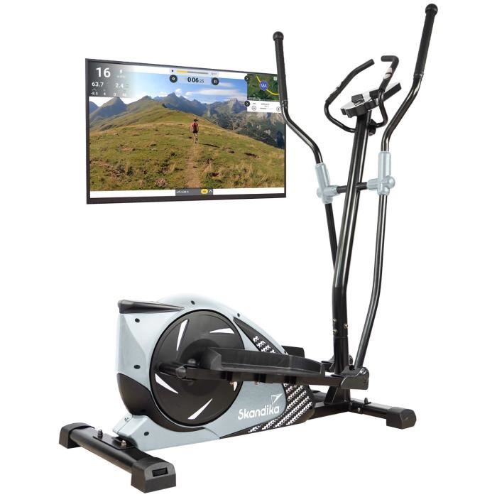 Skandika Eleganse - Vélo elliptique Crosstrainer - Bluetooth - Appli - 15 Prog - 32 Niveaux résistance - Max. 130kg - Gris