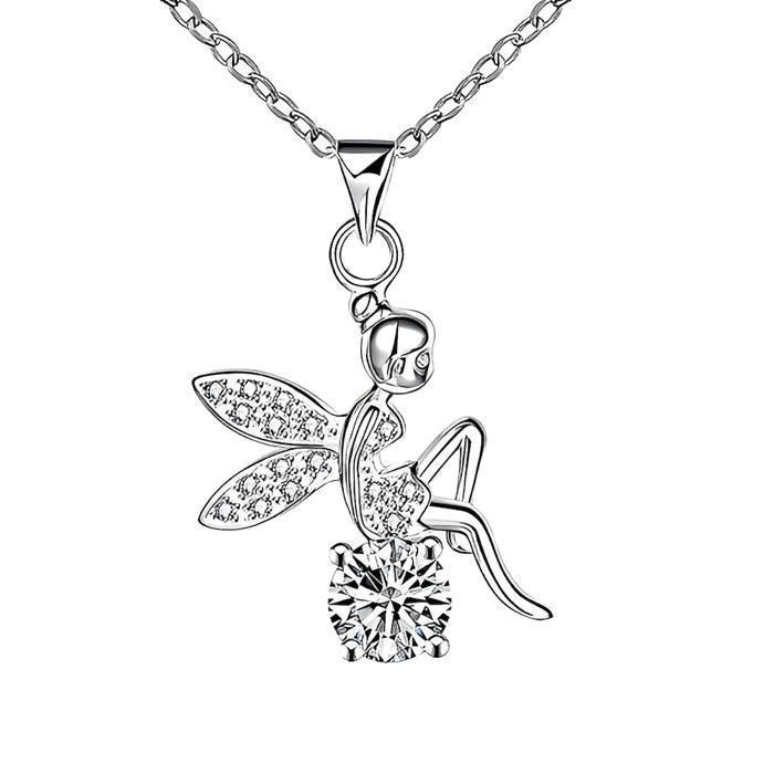 Collier Pendentif Fée Clochette Cristal Swarovski* Argent Massif 925