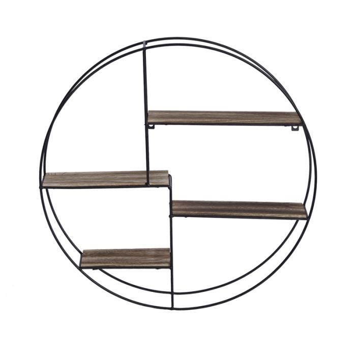Étagère murale étagère ronde en bois 4 niveaux