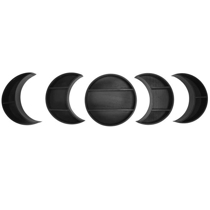 étagère flottante Kit de présentoir mural 5 pièces/ensemble support de stockage de phase de lune en bois décoration de KAI2