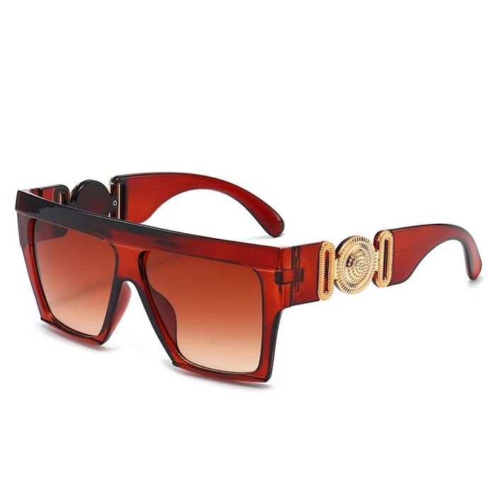 Lunettes De Soleil Carrées Oversize Pour Femmes - Verres Noirs UV400 - Monture Plastique Noir - Style Rétro Années 90