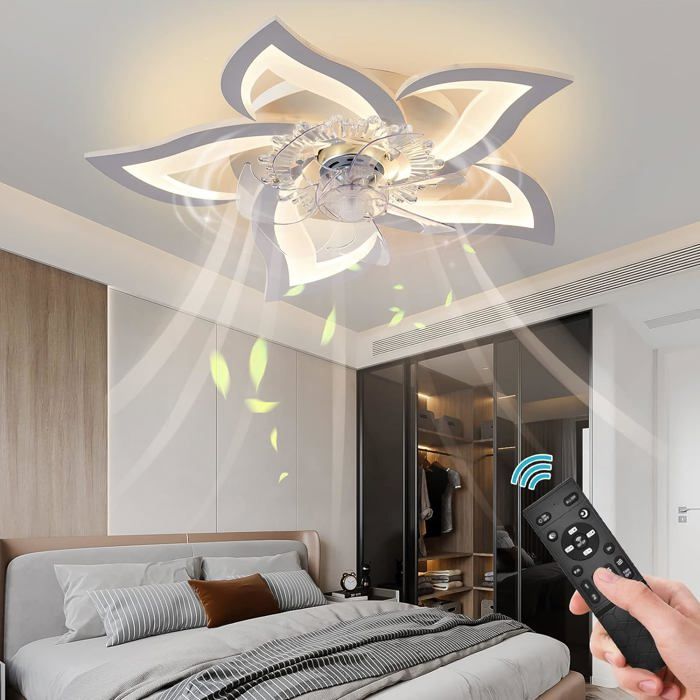 Ventilateur Plafond de 69cm avec lumières et télécommande 6 vitesses ventilateur de plafond avec minuterie intelligente - Prumya