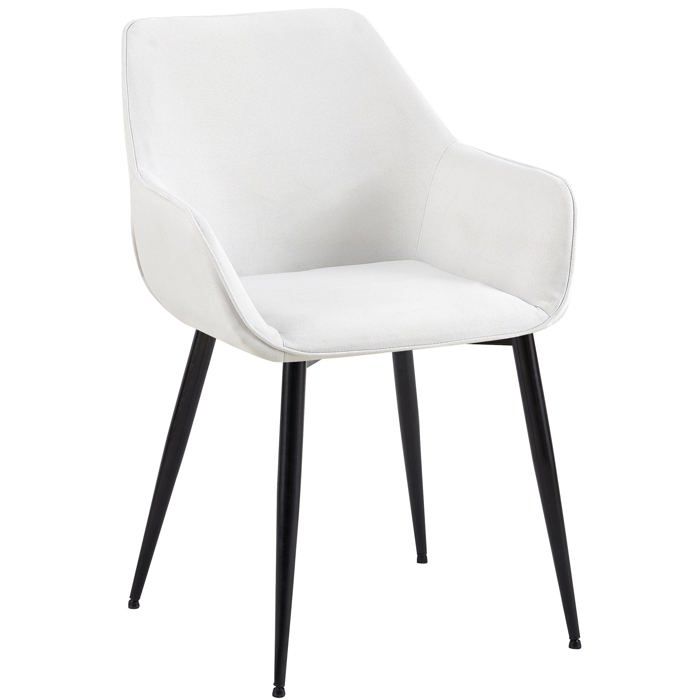 Chaise de salle a manger bureau salle d attente x1 en tissu creme et metal noir 10_0002151