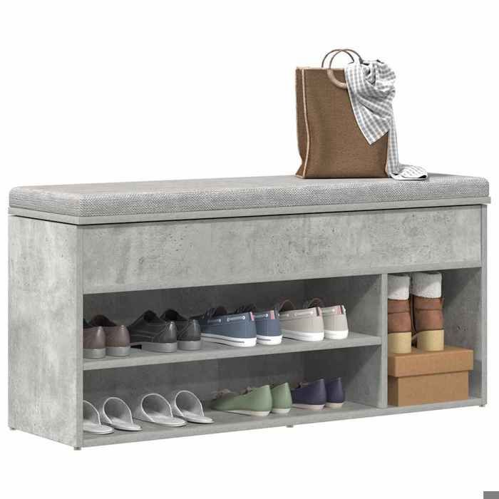 UU NEW*Meuble Entrée - Banc à chaussures - gris béton - 102x30 5x45 cm - bois dingénierie CHY2952362