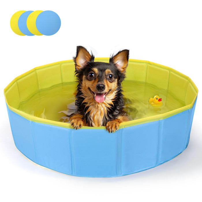 Meilleurs prix pour Nobleza - Piscine pour Chien Rigide Bassin Chien Baignoire Pliable pour Petit et Grande Chien Chat 80*20cm Bleu & Jaune