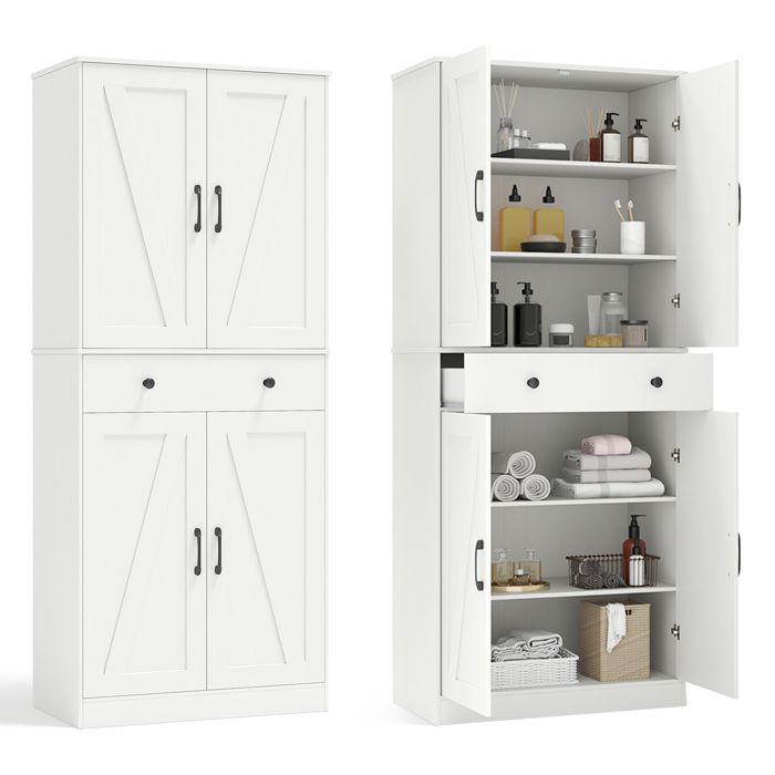 COSTWAY Buffet de Cuisine 183cm 4 Portes Tiroir 3 Étagères Ajustables 2 Kits Anti-Basculement pour Salon Salle à Manger Blanc COSTWAY Buffet de Cuisine 183cm 4 Portes Tiroir 3 Étagères Ajustables 2 Kits Anti-Basculement pour Salon Salle à Manger Blanc