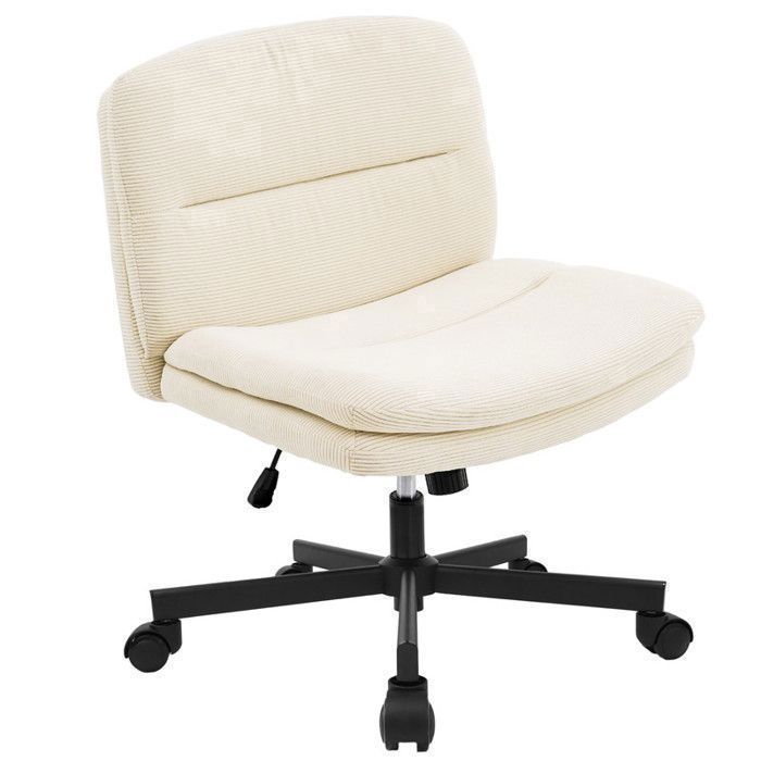 Durrafy Chaise de bureau sans accoudoirs，Chaise à pieds croisés réglable en hauteur Chaise pivotante à 360° pour bureau & commode