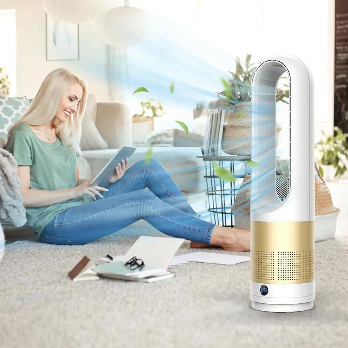 Ventilateur sans pales sans feuille domestique de 18 pouces fonction de synchronisation avec télécommande ventilateur sur pied - Prumya