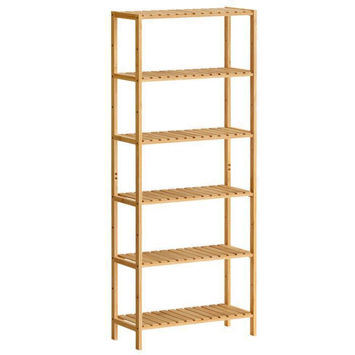 Colonne de salle de bain - SONGMICS - Étagère bambou 6 niveaux - 26 x 60 x 160 9 cm Beige Naturel