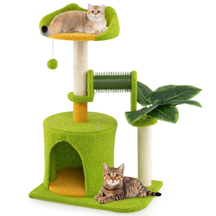 Meilleurs prix pour Arbre À Chat Multi-Niveaux 79 Cm Costway, Feuilles Artificielles, Griffoirs En Sisal, Perchoir, Toilettage Auto, Pompon En Peluche