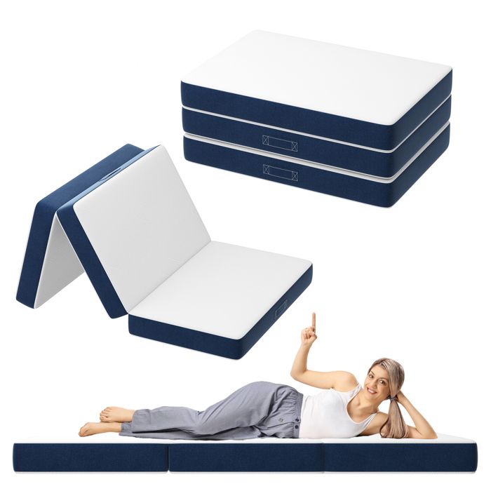 Matelas Pliant Triple DEWINNER Matelas dinvité Polyvalent 90x200x15cm Mousse épaisse Housse Amovible et Lavable en Machine