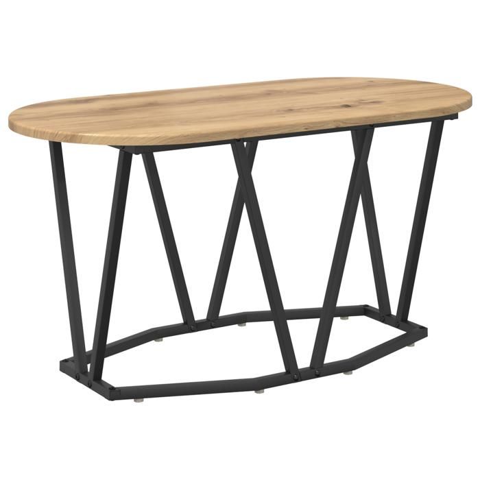 CLARENCE® Table basse - Petite Table dappoint - en chêne artisanale 80x40x405 cm en bois dingénierie et métal ll2598