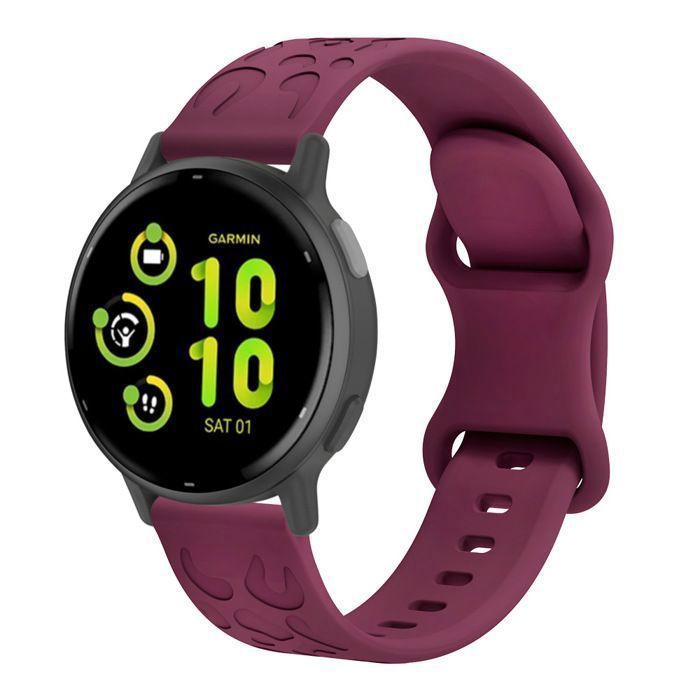 Stravo Bracelet Silicone Léopard Gravé 20mm Femme Élégant Sport Ajustable pour Galaxy Watch 7/6/5/4 Garmin Venu Huawei - Bordeaux