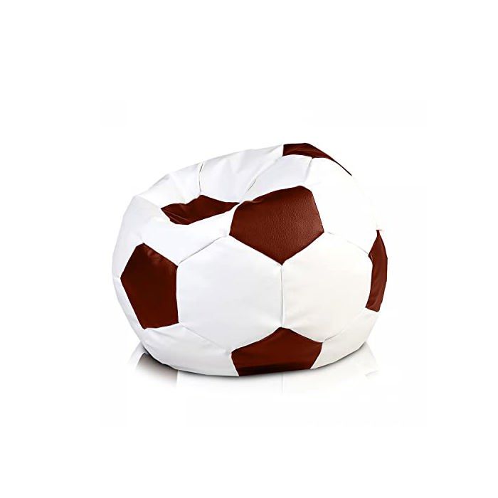 Football Pouf XL en Simili Cuir Pouf Fauteuil Gaming Enfant 105x80cm Marron Clair - Ecopuf