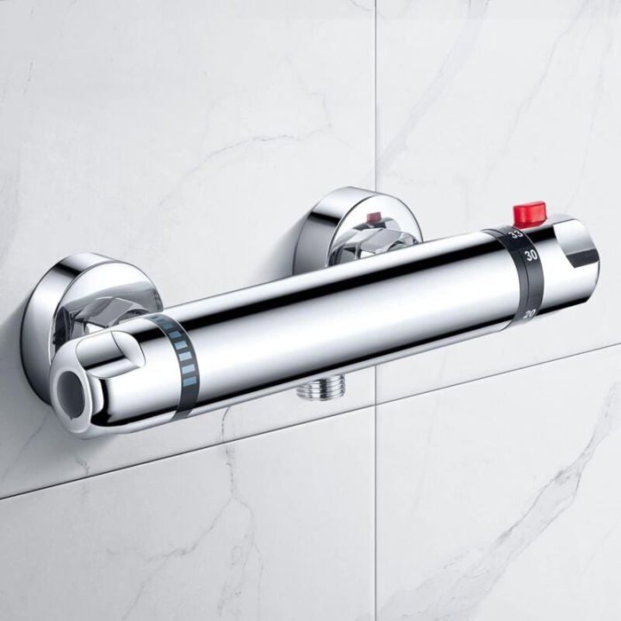 Robinet thermostatique de douche - PZCC - Modèle standard - Cuivre chromé - Sécurité 38°C - Anti-brûlure