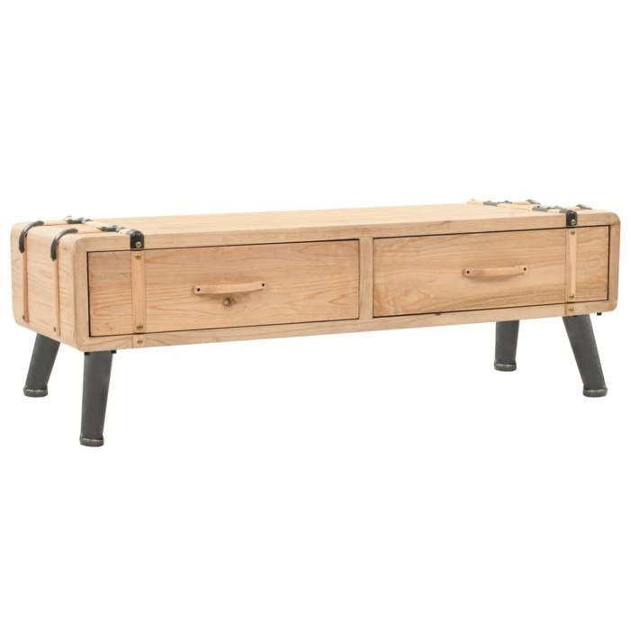 Meuble TV en bois de sapin - VIDAXL - 120x33x35 cm - Brun - 2 tiroirs - Capacité 75 kg - Style rétro