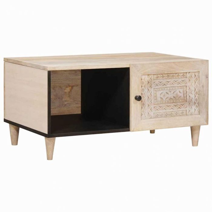 Table basse - VIDAXL - 80 x 50 x 40 cm - Bois de manguier massif - Beige - Rangement caché