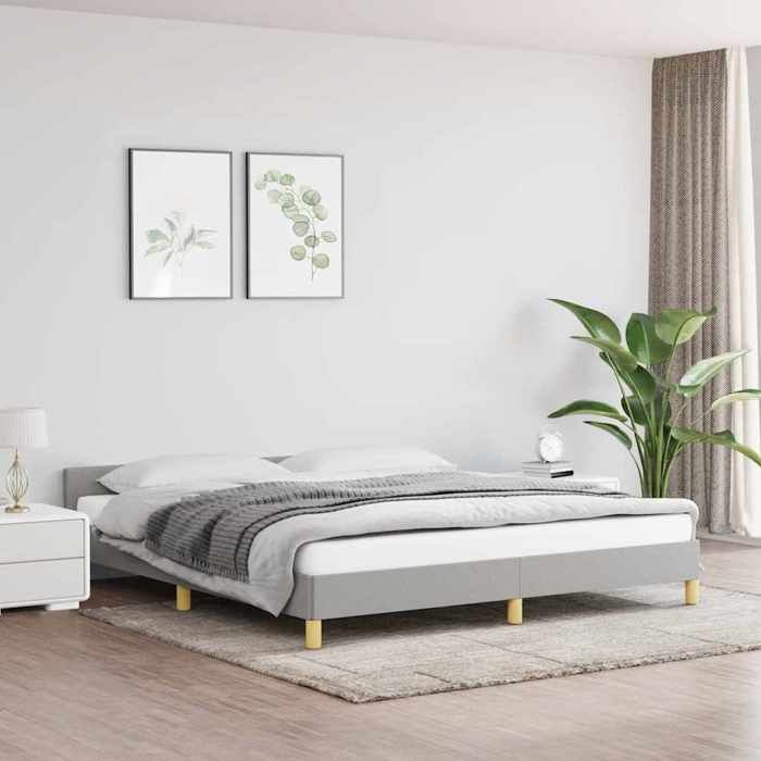 Cadre de lit sans matelas - Happiness - 160x200 cm - Gris clair - Tissu polyester - Contreplaqué - Bois dingénierie Cadre de lit sans matelas - Happiness - 160x200 cm - Gris clair - Tissu polyester - Contreplaqué - Bois dingénierie