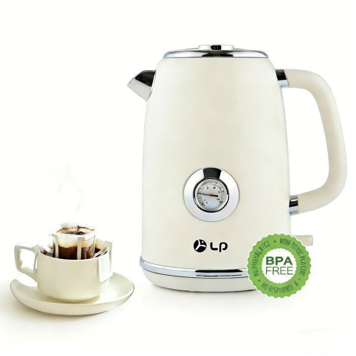 Bouilloire Électrique Rétro 17L2200W - Acier InoxydableThermomètre Intégré & Cadran de Température - Arrêt Automatique