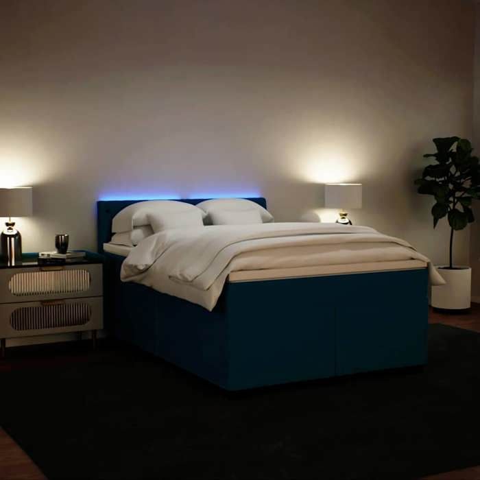 Maison Exclusive - Sommier à lattes de lit et matelas bleu 140x190 cm velours