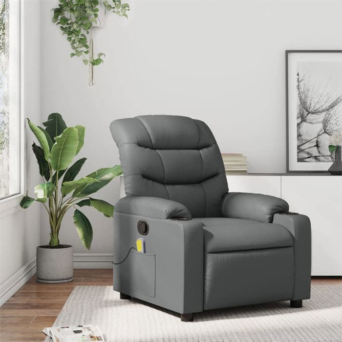 NEW 2026 Fauteuil Massant inclinable - Chaise simple - Multifonctionnel - gris similicuir 75.5x93x99.5 cm L3524 NEW 2026 Fauteuil Massant inclinable - Chaise simple - Multifonctionnel - gris similicuir 75.5x93x99.5 cm L3524