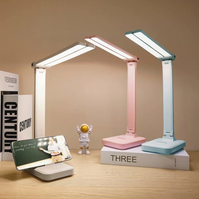 Lampe de bureau Bleu petite lampe de bureau portable avec 3 modes déclairage lampe de bureau rechargeable à piles