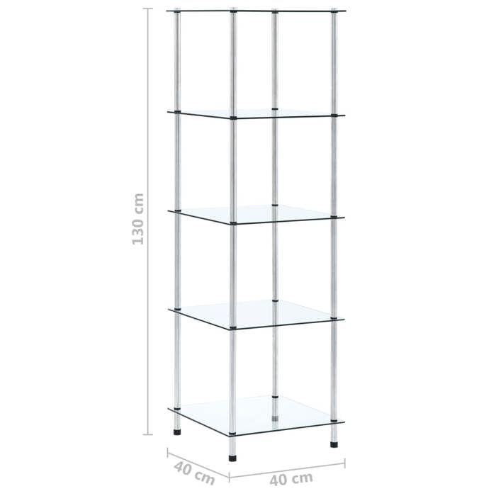 Remise 2026®Cabinet de salon Transparent - Étagère 5 niveaux Transparent 40x40x130cm - stockage livres - verre trempé 279 3228428