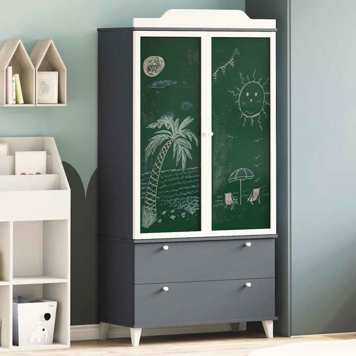 (Vente chaude)Suport vêtements 1 PC - SWEETY - Armoire Penderie moderne - Tableau Noir ROROS Gris et blanc 90x45x180cm526944