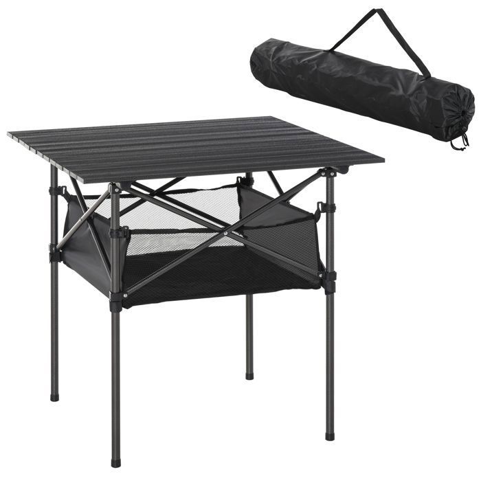 Table pliante aluminium avec sac en mesh 70 x 70 x 69 cm Maisentiel
