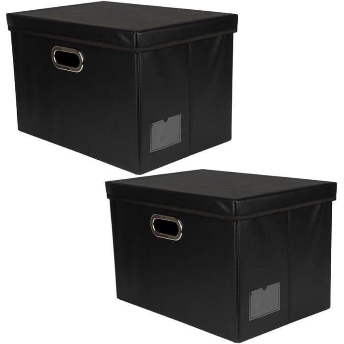 Boîte de rangement - AUTREMENT - 42x30x29 cm - Noir - Aspect cuir - Pliable