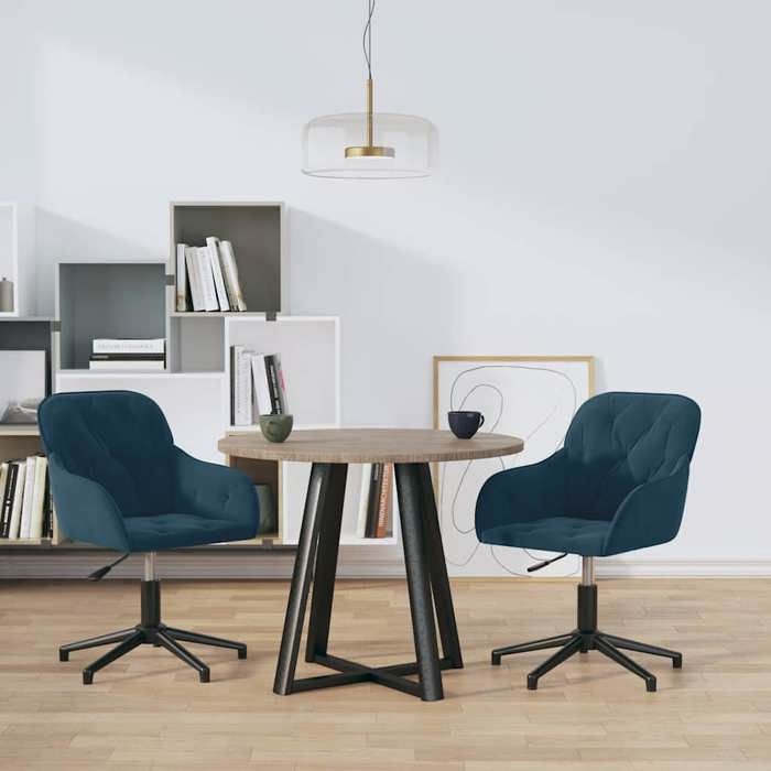 2 PCS Chaises de cuisine Bleu - Magnifique Chaises pivotantes à mangerClassiquePour salon Bleu Velours7332