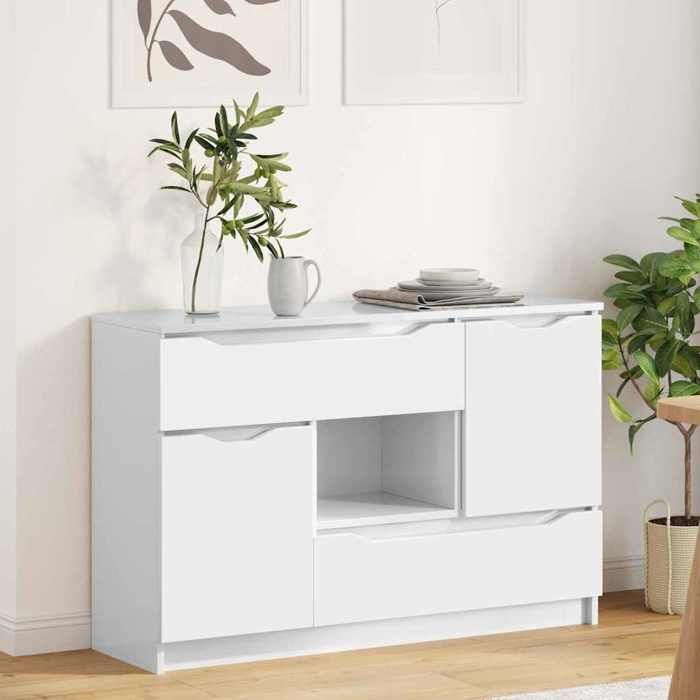 Buffet - Bahut/Commode couloir Blanc Magnifique Buffet Blanc brillant 100x30x65 6 - bois dingénierie CL5950179