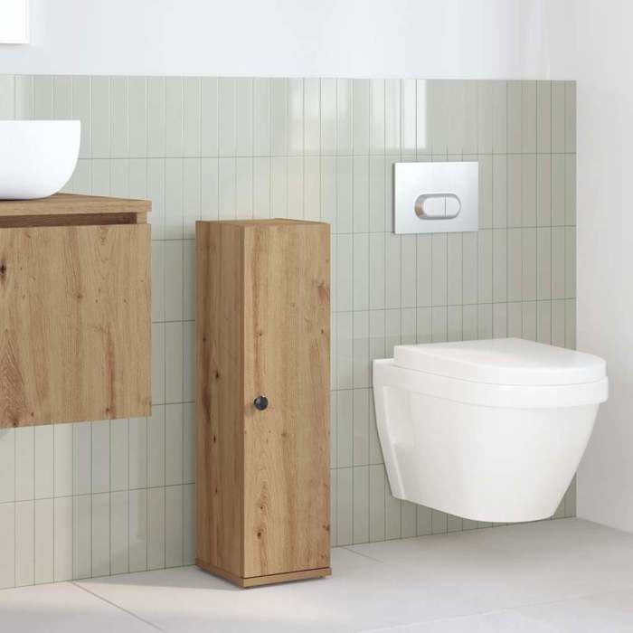 (TOP 2026)Meuble de salle de bain - 1 PC - SWEETY - Armoire Bas - Pour WC - avec porte-rouleau chêne artisanal 167733