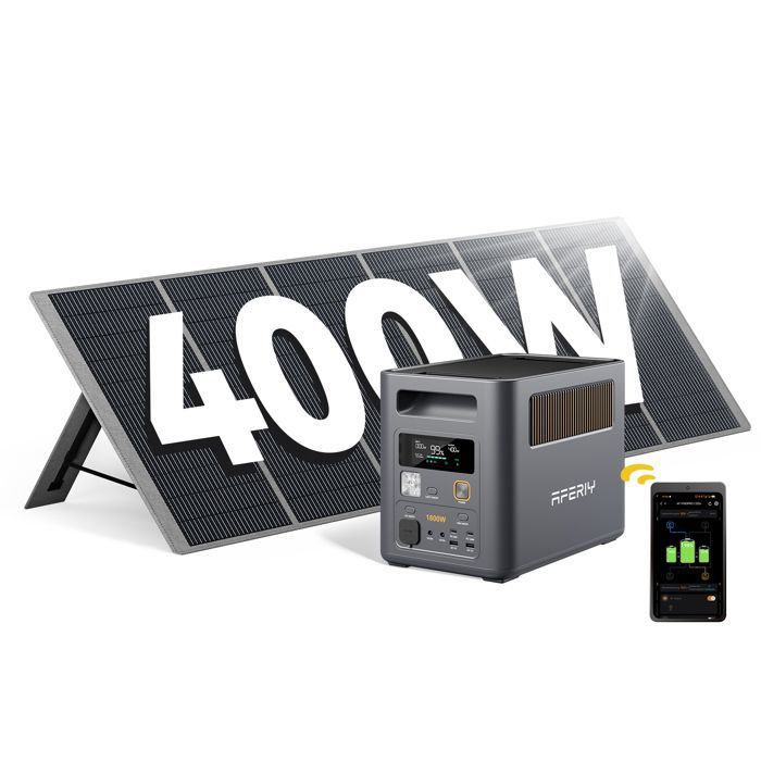 Générateur solaire portable - AFERIY - Nomad1800 Pro - 1024Wh - 1800W AC - Panneau 400W