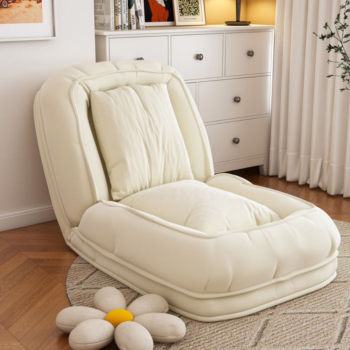 Canapé pliant 1 place 180x90x26 cm 5 positions 90°-180° avec 2 coussins cadre métalsalon chambreTissuBeige