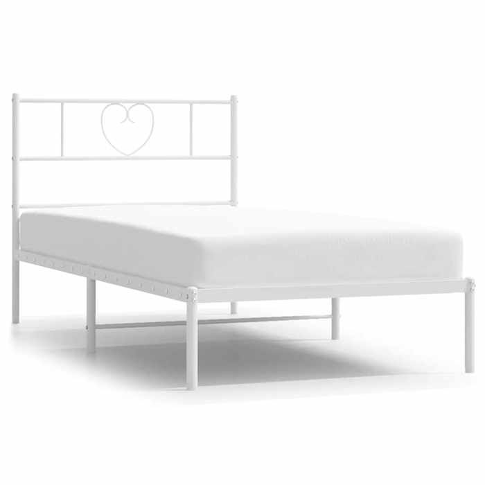 Luxe&Mode Structure de lit métal sans matelas et tête de lit blanc 100x200 cm 2 ans garantie LV9854