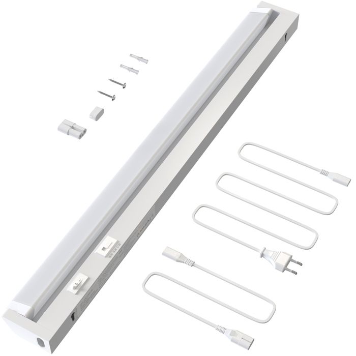 Lampe LED Cuisine sous Meuble Rotatif avec Câble et Prise pour Plan de Travail Longueur 545MM Applique Murale Cuisine LED Dimmable